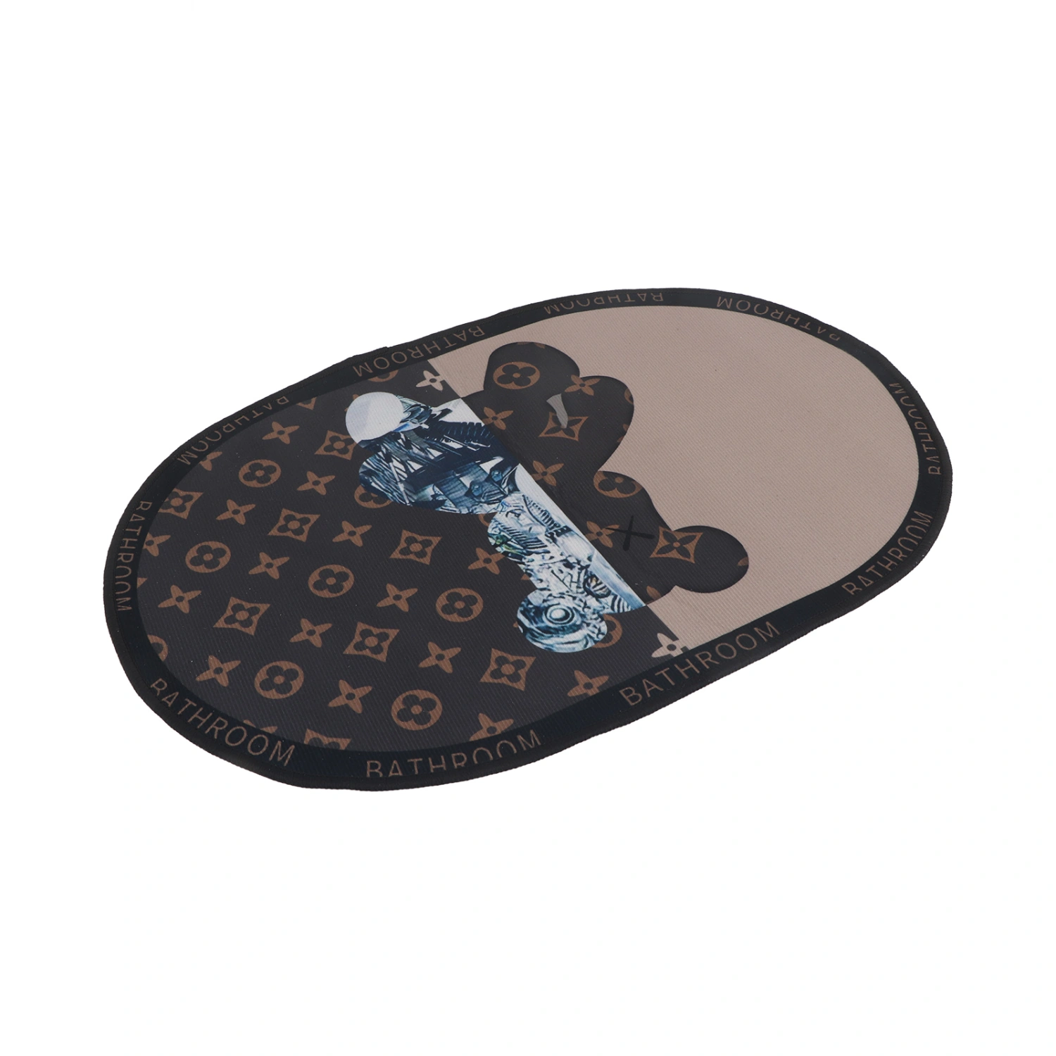 Bathroom Mat Modern Absorbent Quick Dry Bathroom Rug Entrance Door Antislip Mat Robot Bear Ellipse