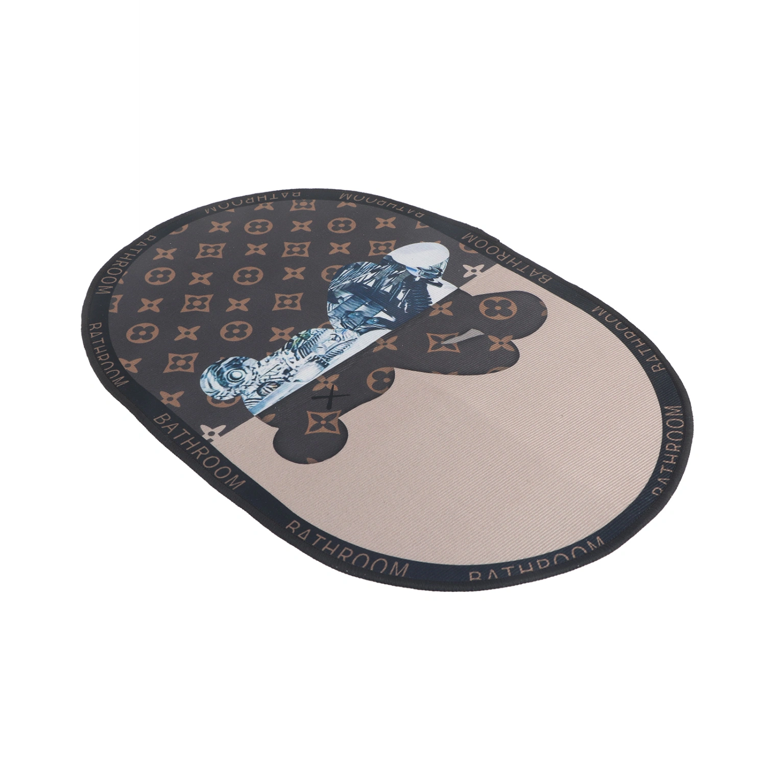Bathroom Mat Modern Absorbent Quick Dry Bathroom Rug Entrance Door Antislip Mat Robot Bear Ellipse