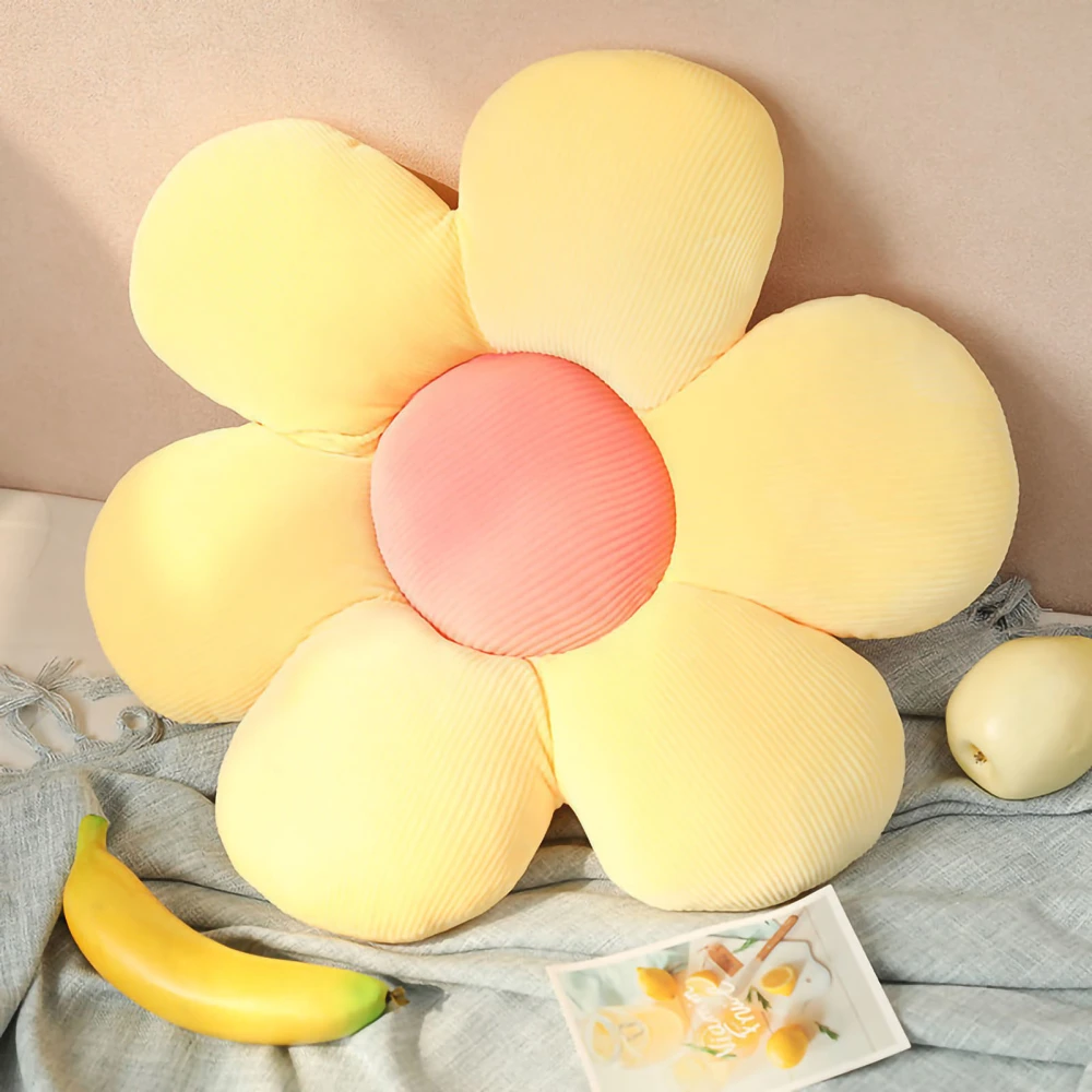 Flower Cushion Cute Soft Stretch Velvet Daisy Seating Pad for Office Bedroom Children's Room Yellow 23.6in