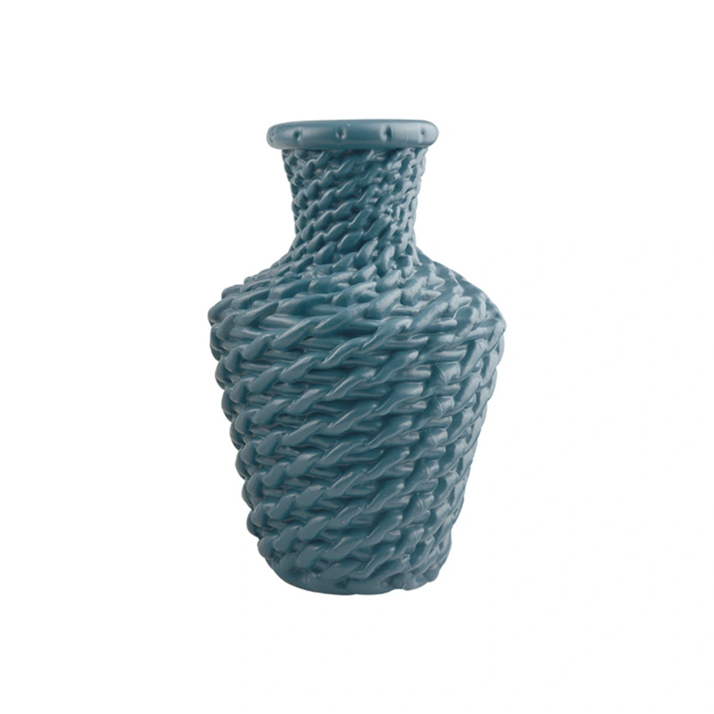 Vase Flower Vase Nordic Style Plastic Flower Decoration Imitation Rattan Vase Dried Wet Flower Container Blue