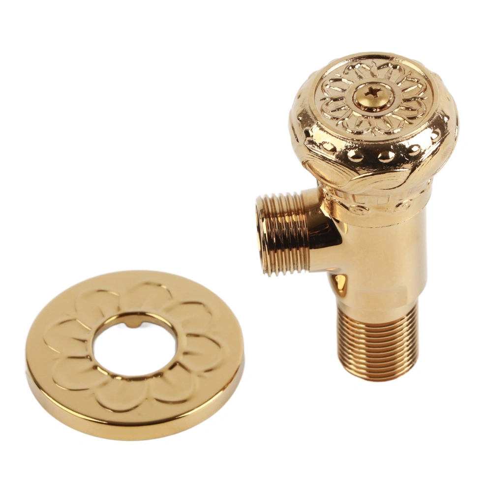 Angle Stop Valve Gold Antique Full Copper Carving Thicken Cold Hot Faucet Water Stop Valve for Bathroom Kitchen