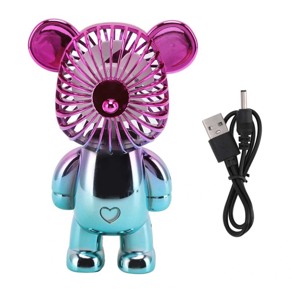 Electric Fan Hand Held Portable Cute Cartoon Electric Fan USB Charging Bear Shape for Office Bedroom and Study A2