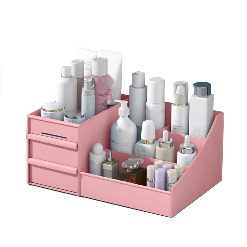 Makeup Storage Case Plastic Cosmetic Drawer Storage Box Multifunctional Storage Drawers for Bathroom Counter Pink 26.5x16x12cm / 10.4x6.3x4.7in