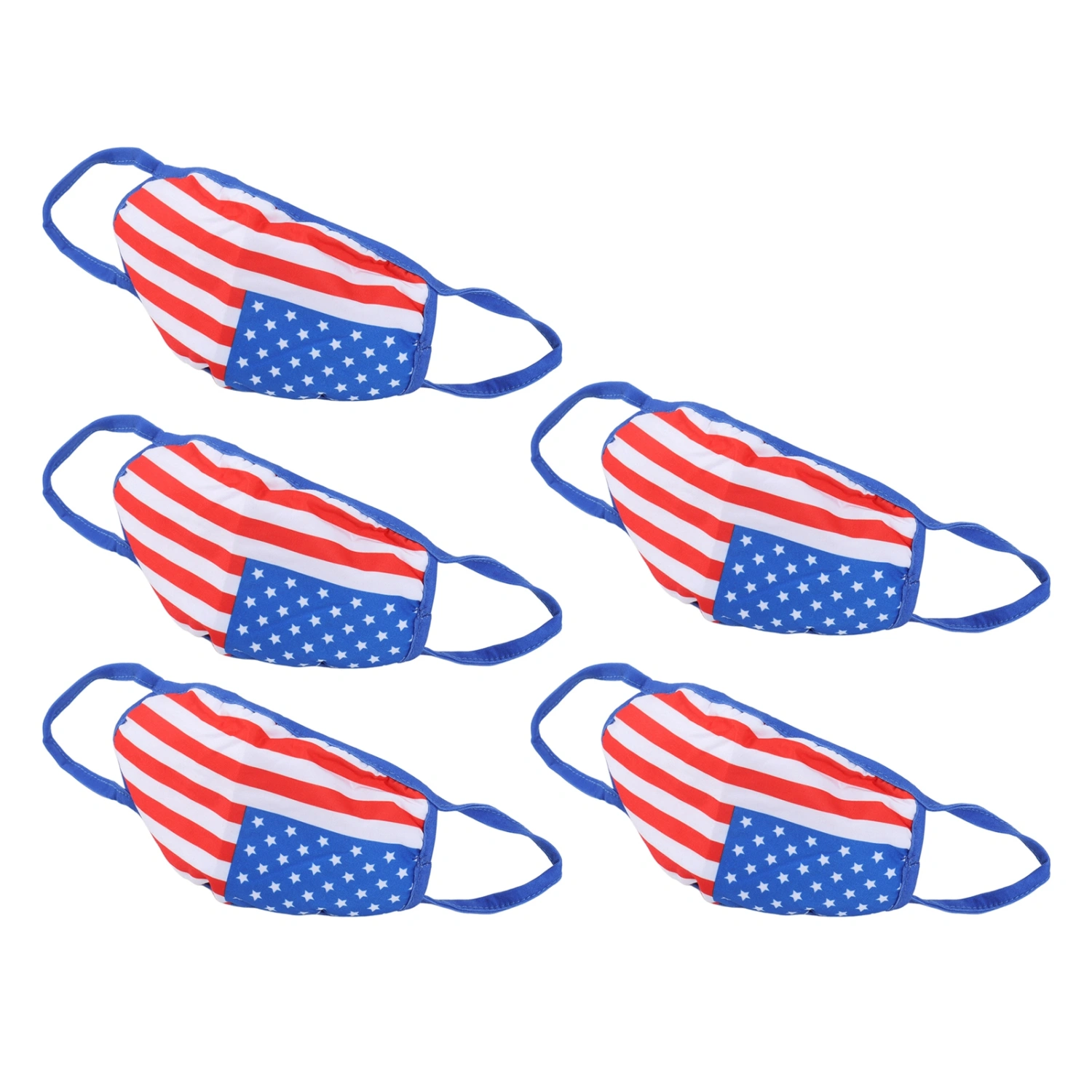 5PCS American Flag Print Mouth Cover Washable Face Cover Cotton Face Mouth Cover for Alduts