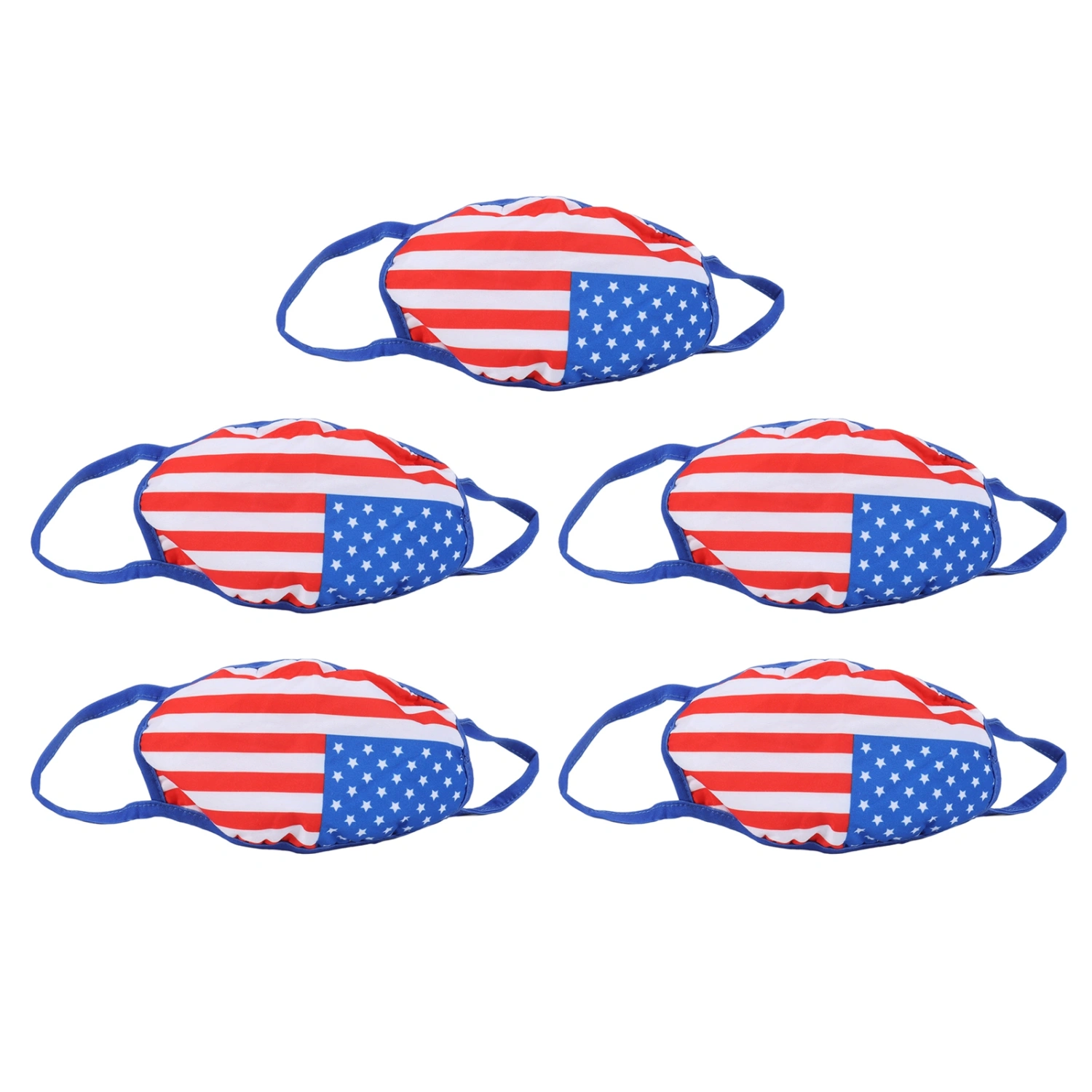 5PCS American Flag Print Mouth Cover Washable Face Cover Cotton Face Mouth Cover for Alduts
