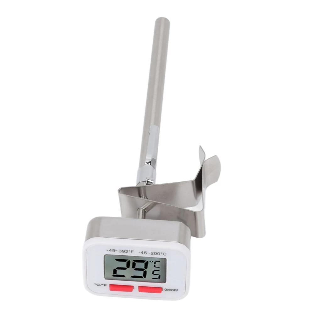 Food Thermometer Regulable Clip Large Display Screen Detachable Stainless Steel White Kitchen Thermometer