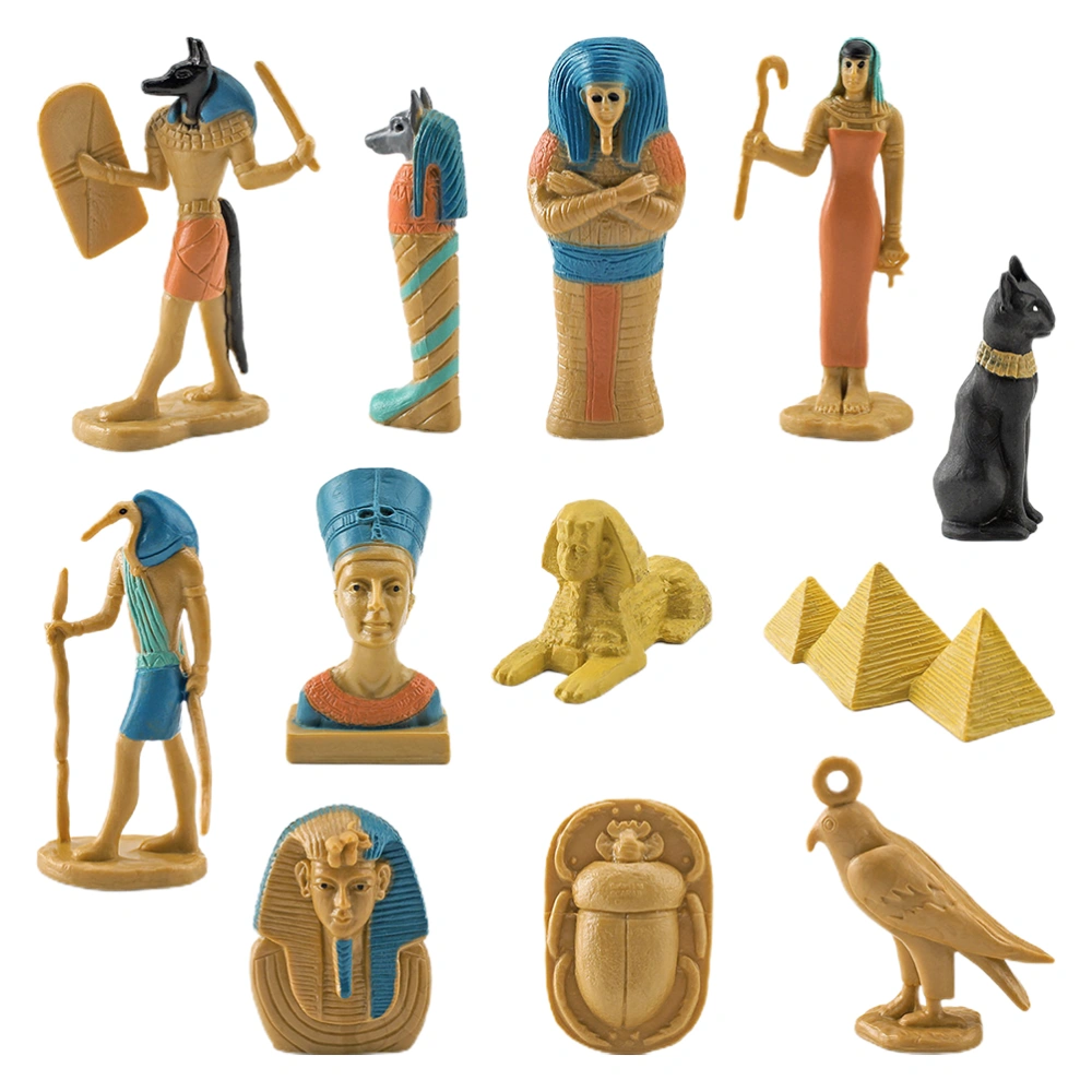 12 Pcs Ancient Egypt Egyptian God Goddess Figurines Set PVC Miniature Statues Set