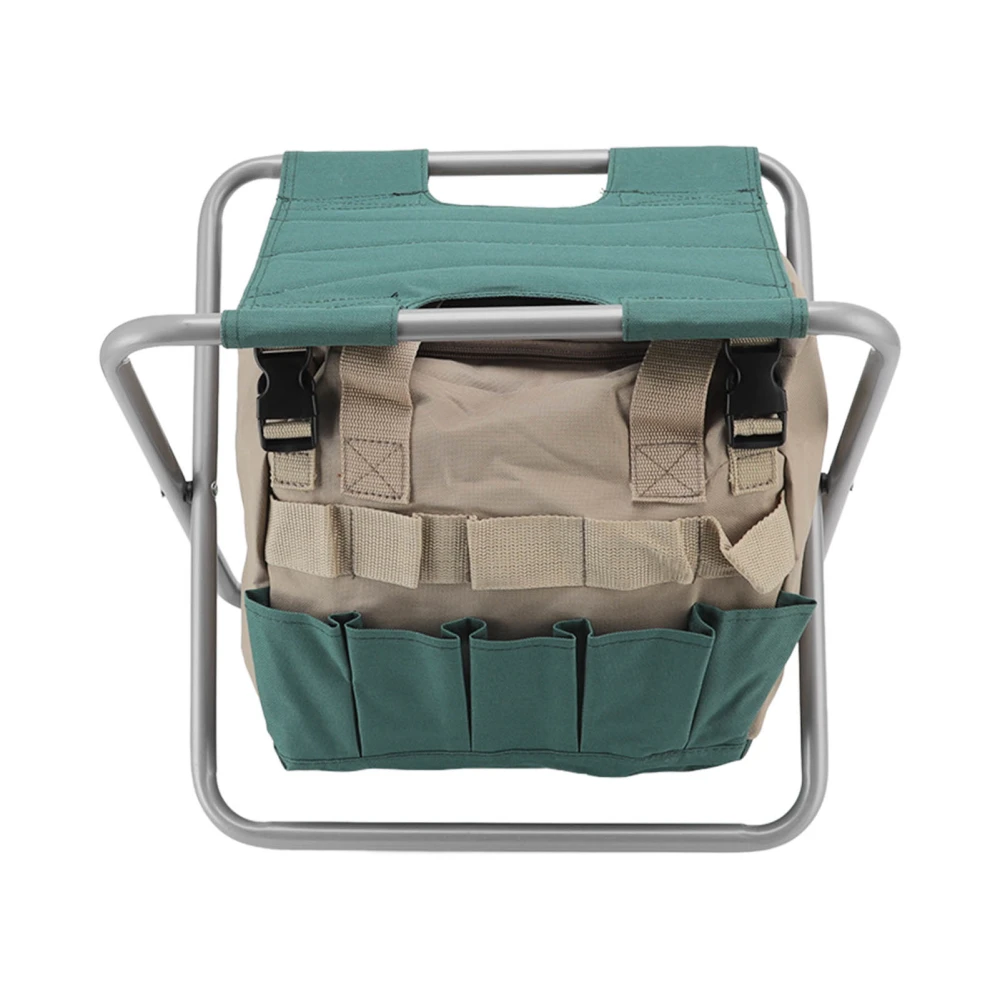 Garden Folding Stool Foldable Multipurpose Large Capacity Chair with Tools Storage Bag for Greenhouse Fishing Camping Travel