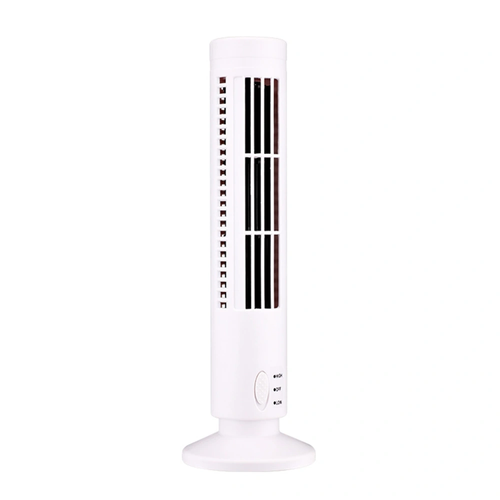 Mini USB Bladeless Tower Fan 2 Wind Speeds and Modes Standing Fan for Bedroom Living Room Home Office White