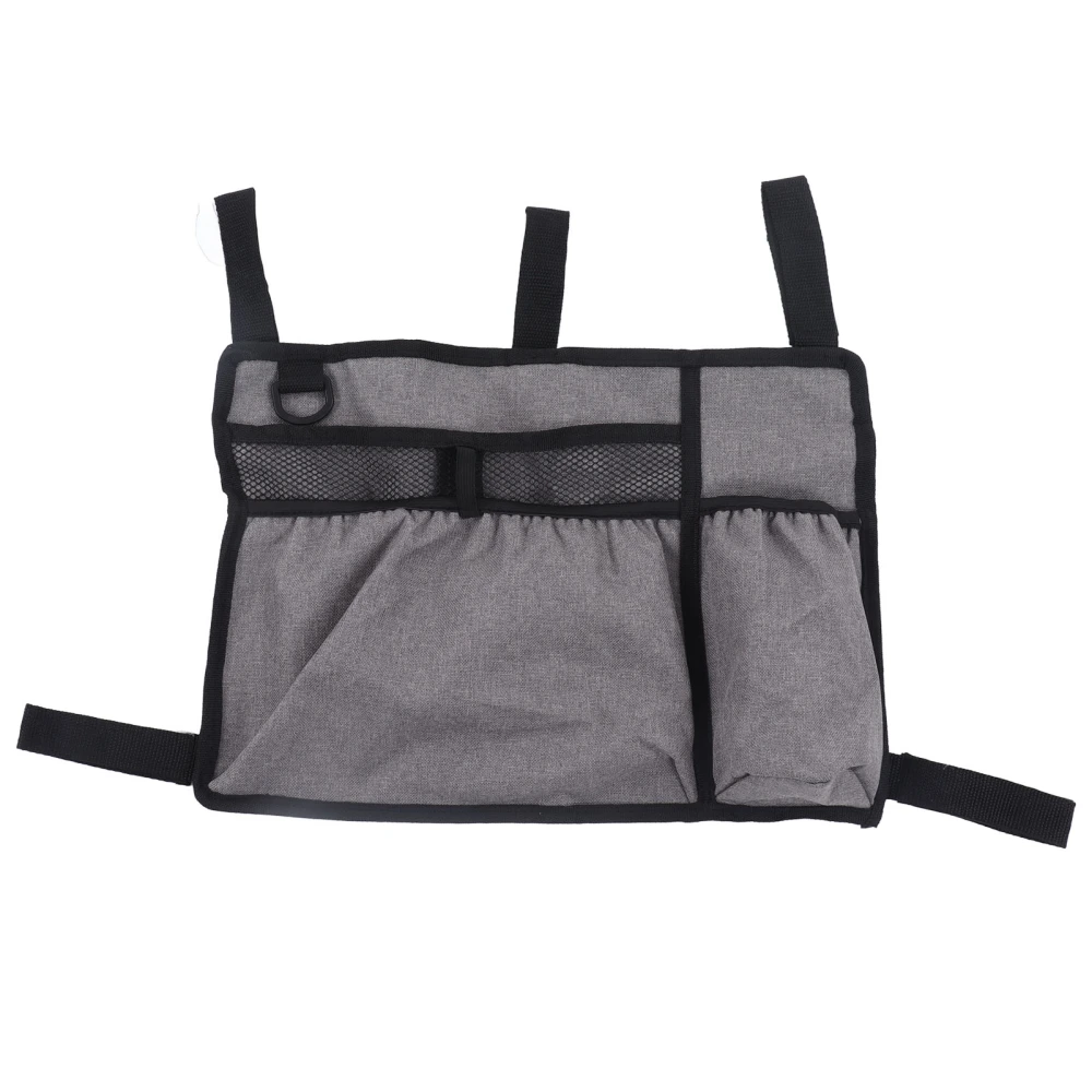 Multi Pocket Oxford Cloth Walker Storage Bag Wheelchair Side Hanging Storage Bag Walker Basket Bag Gray