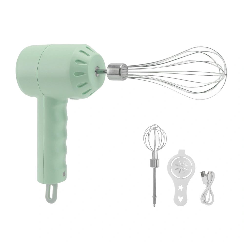 Electric Cordless Hand Mixer 3 Speed Kitchen Handheld Mixer 20W with Egg Beater for Baking Green