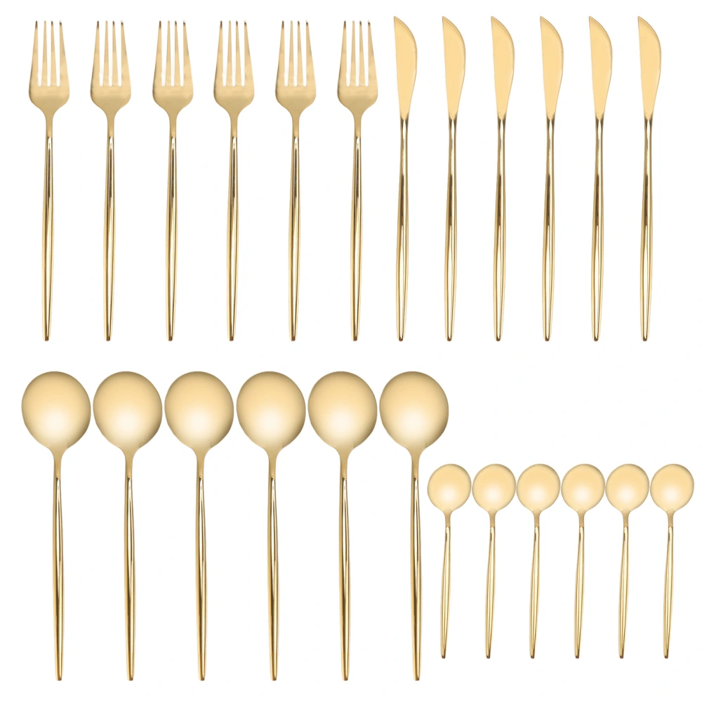 24Pcs Gold Silverware Set Knife Fork Spoon Rustproof Stainless Steel Cutlery for Home Party Wedding Banquets