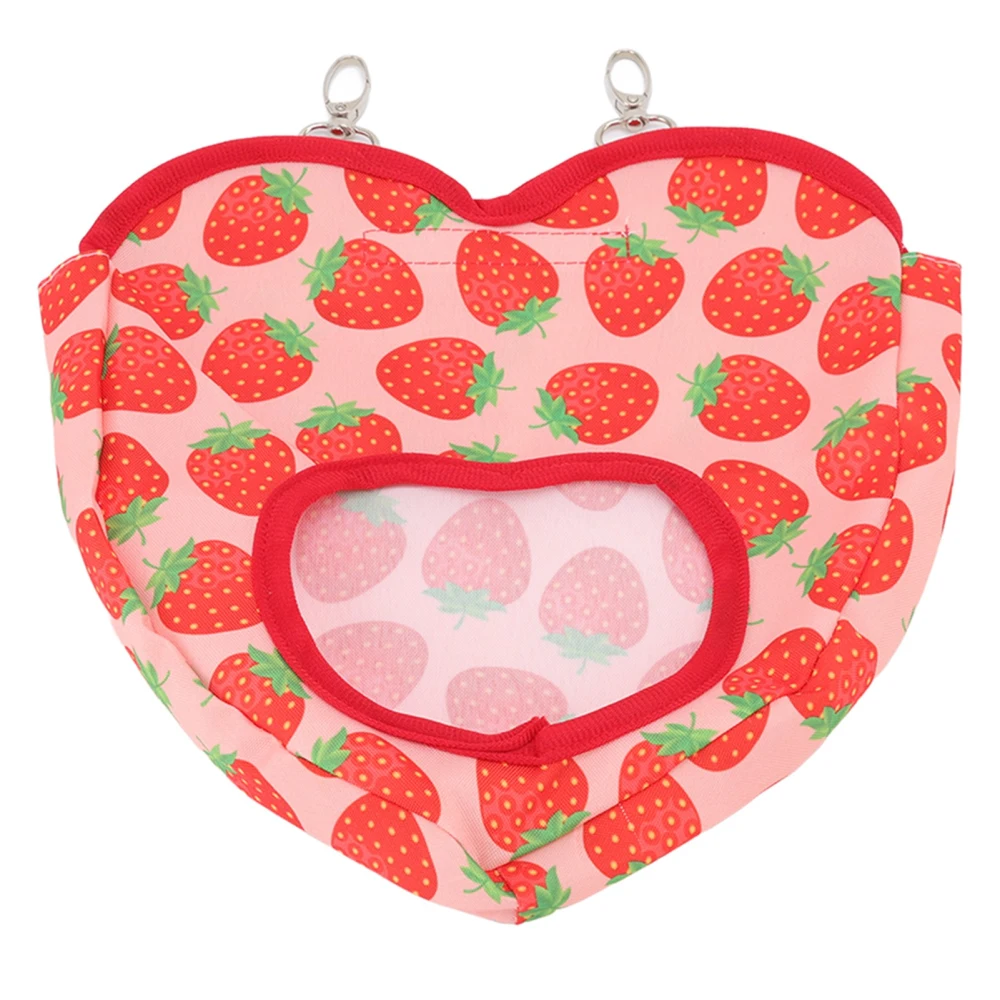 Rabbit Hay Feeder Bag Delicate Cartoon Heart Pattern Hanging Feeding Bag for Small Animals Rabbit Dutch Pigs Strawberry