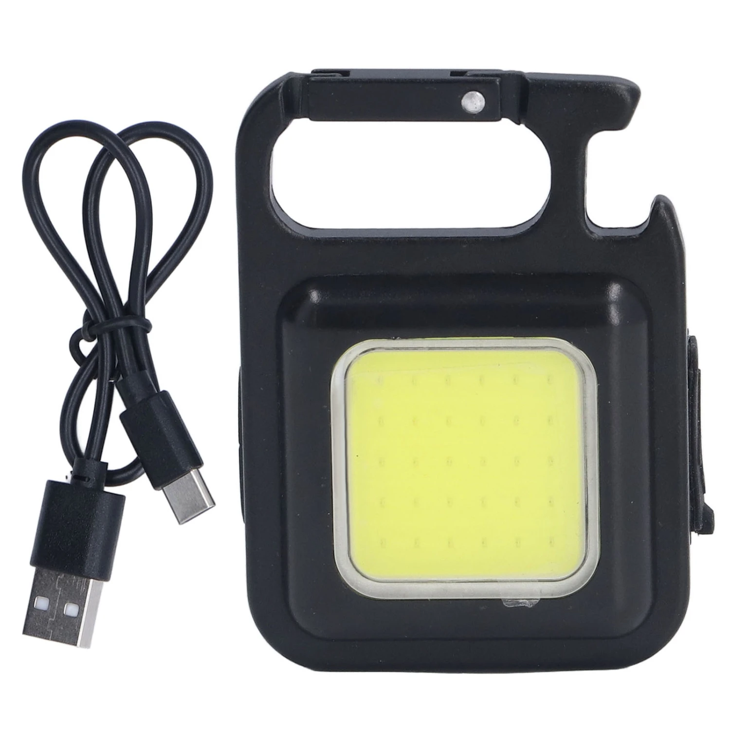 COB Small Flashlights Multifunctional 500Lm 4 Light Modes USB Charging Keychain Flashlight with Folding Bracket for Fishing