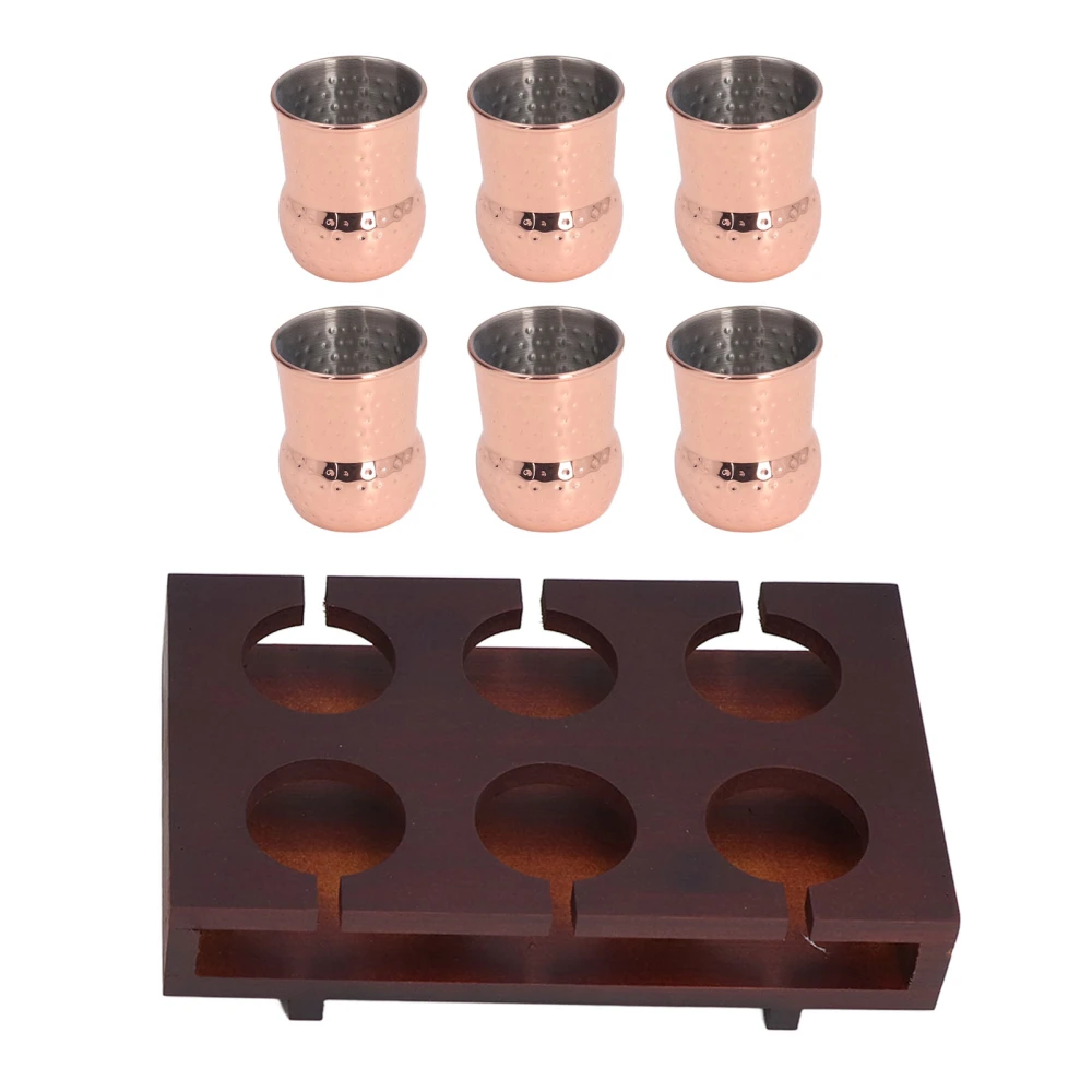 6pcs 100ml Copper Plated Moscow Mule Mug Stainless Steel Cocktail Cup Set with Storage Holder for Home Party