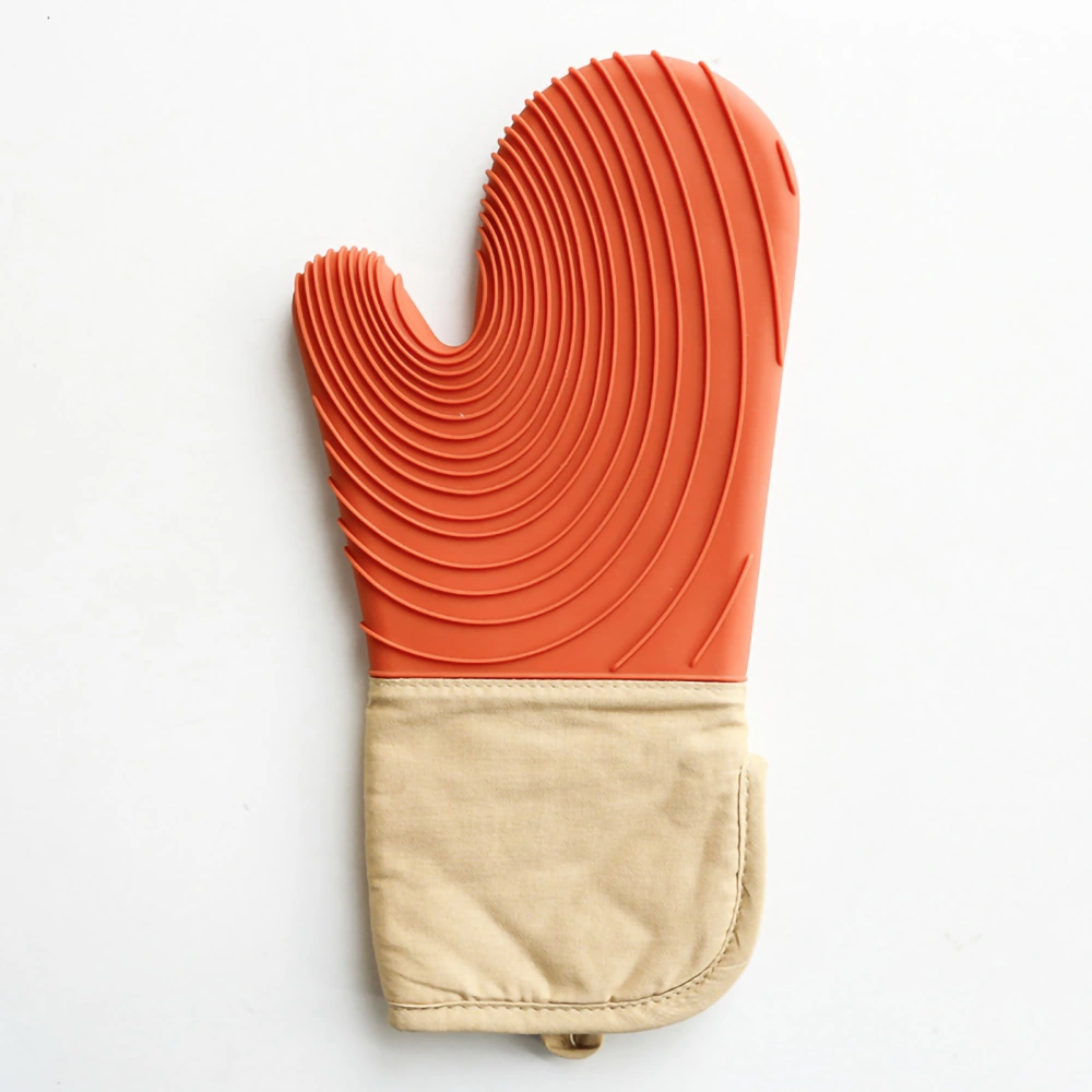 Silicone Oven Mitt Slip Proof Heat Resistant Kitchen Microwave Glove Waterproof Oven Mitt Brick Red