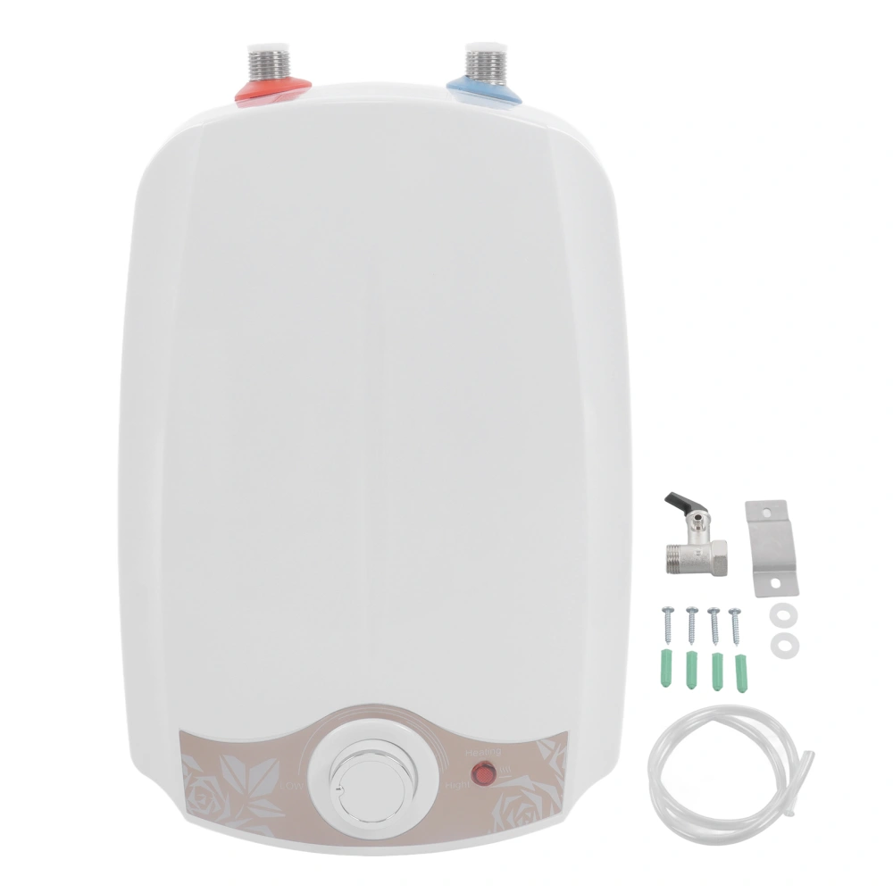 8L Mini Electric Water Heater IPX4 Kitchen Electric Hot Water Heater with Upper Water Outlet for Home Use EU 220V