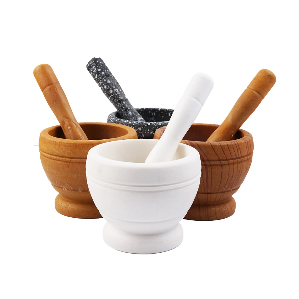 Household Kitchen Manual Garlic Grinder Food Chopper Medicine Grinding Tool for Home Use Wooden Color