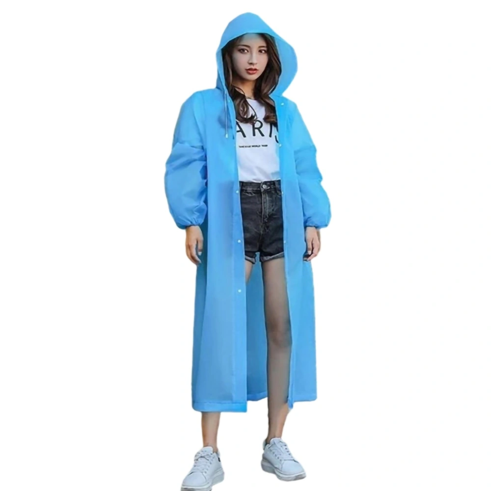 EVA Raincoat Non Disposable Outdoor Travel Portable for Adults 150g 18 Silk Frosted Extra Thick Blue Drawstring Type