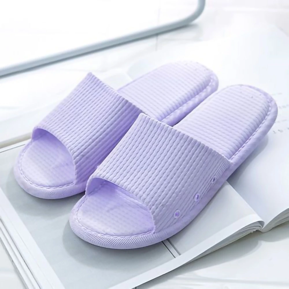 Bathroom Slippers Unisex Slip Proof Shower Sandals Summer Indoor Soft Silent Slippers Purple 38‑39 Size(for 37‑38)