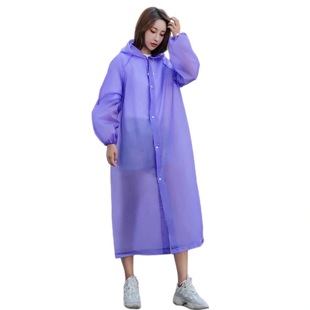 EVA Raincoat Non Disposable Outdoor Travel Portable for Adults 150g 18 Silk Frosted Extra Thick Purple Drawstring Type