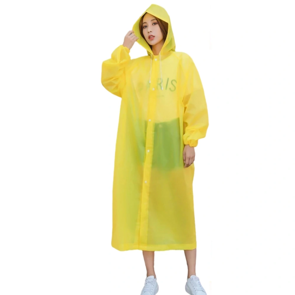 EVA Raincoat Non Disposable Outdoor Travel Portable for Adults 150g 18 Silk Frosted Extra Thick Yellow Drawstring Type