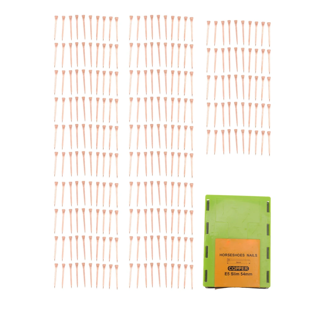 250Pcs Horseshoe Nails Copper Plating Shoeing Nails with Plastic Box for Raise Livestock E5slim 54mm/2.13in