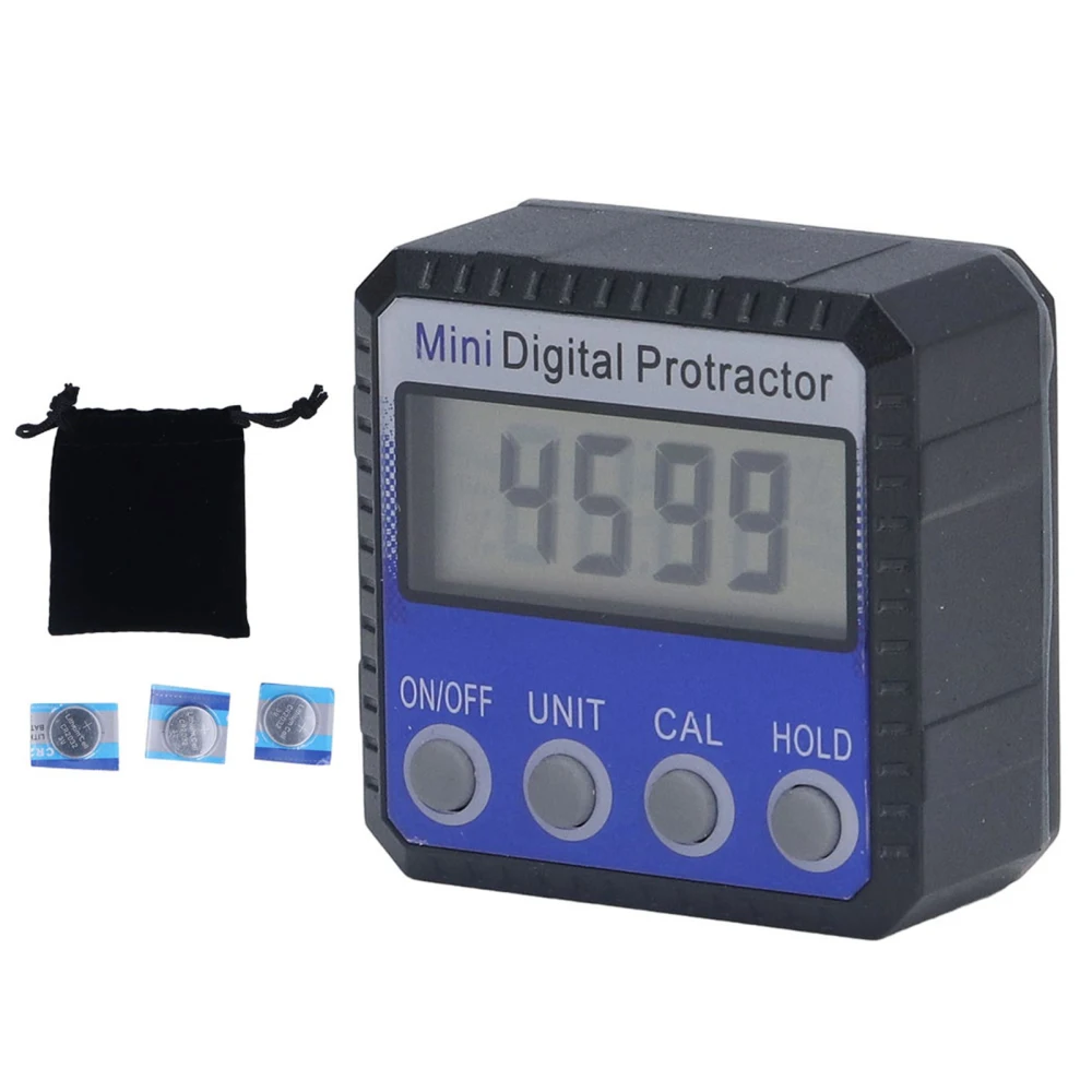 Digital Inclinometer Magnetic 360° 4 Units Portable Digital Angle Gauge for Angle Measurement Blue