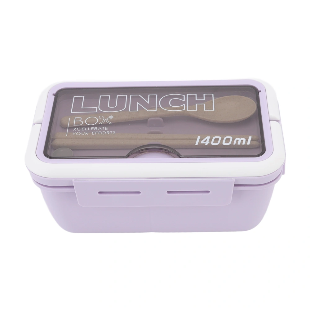 3 Compartments Bento Boxes 1400ml Large Capacity Good Sealing Thermal Lunch Box for Kids Students Workers School Office Purple