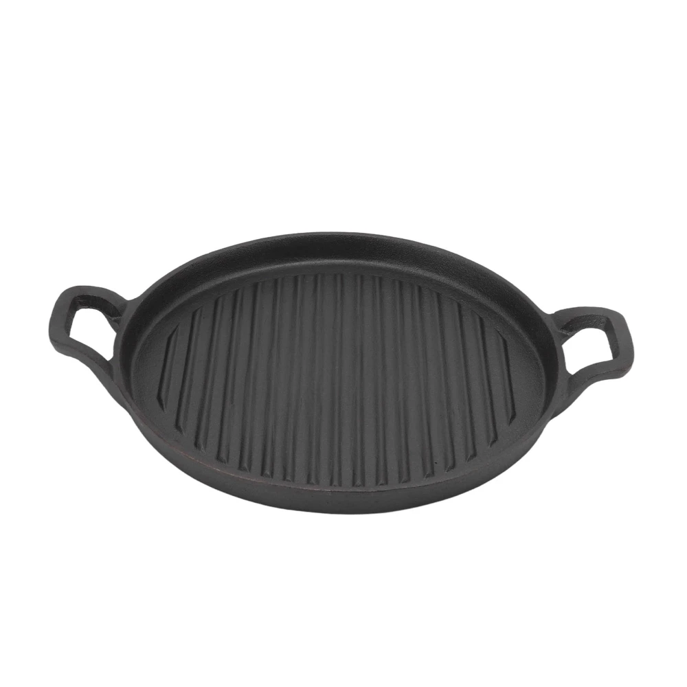 Cast Iron Griddle Reversible Dual Handle Ribbed Round Cast Iron Frying Pan for Gas Electric Stovetop 31cm / 12.2in