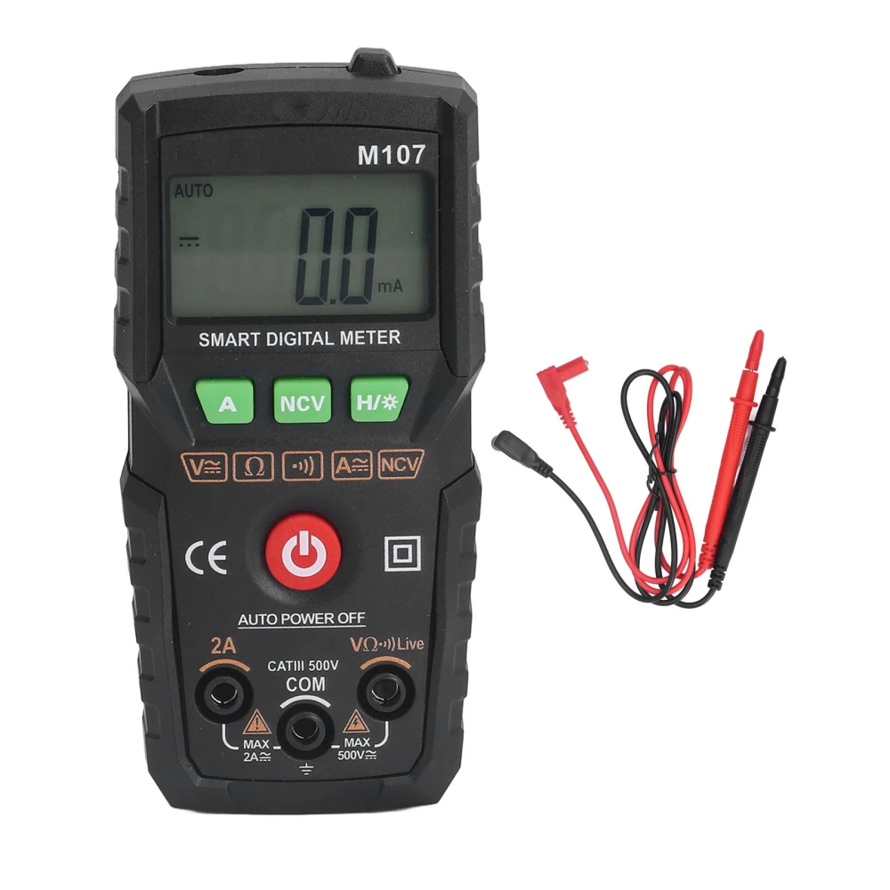 Digital Multimeter Fully Automatic Multimeter AC DC Voltage Resistance Continuity Diodes Portable Multimeter for Testing Black