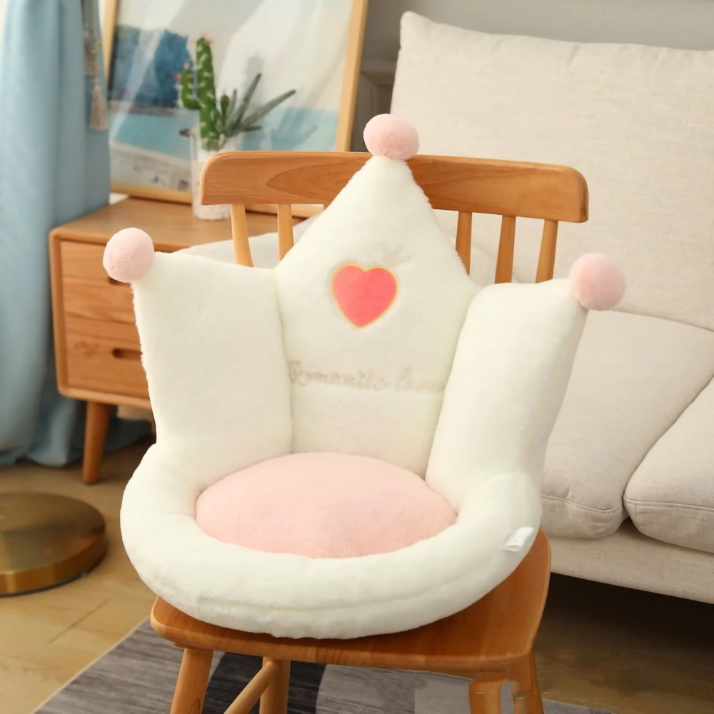 Office Cute Seat Cushion Thickening One Piece 3D Cozy Warm Seat Pillow for Office and Home Seats Crown White 48x45x40cm/18.9x17.7x15.7in