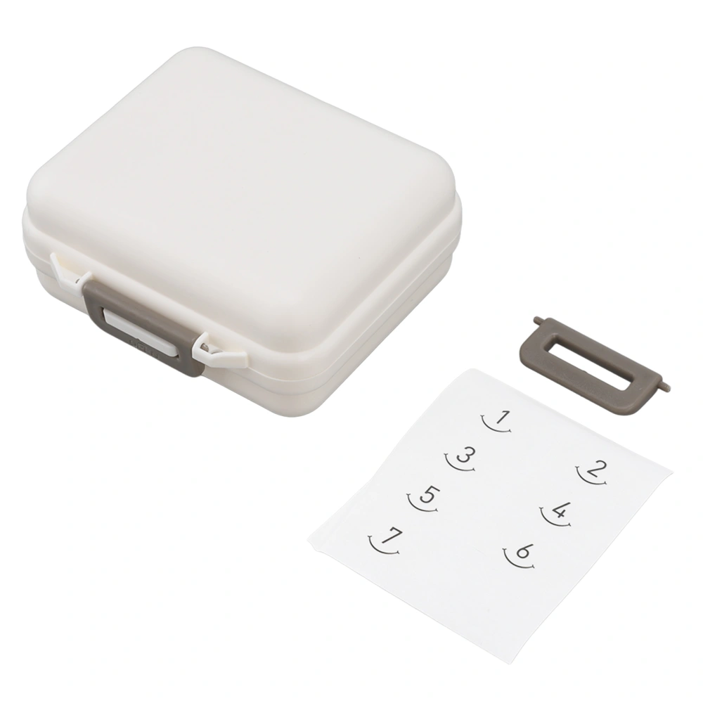 7 Compartments Pills Case Large Capacity Independent Opening Closing Small Portable White Pills Case for Travelling