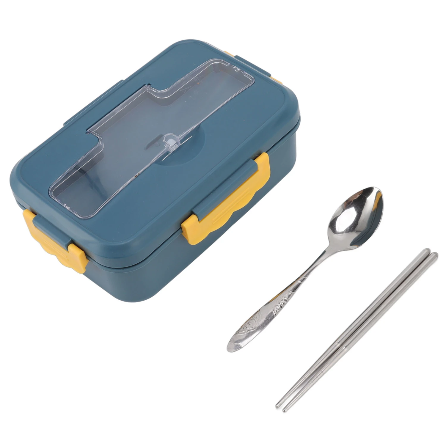 Bento Box Thermal Bento Lunch Box with Spoon and Chopsticks for Adults Kids Students(Elegant Blue Lunch Box Tableware )