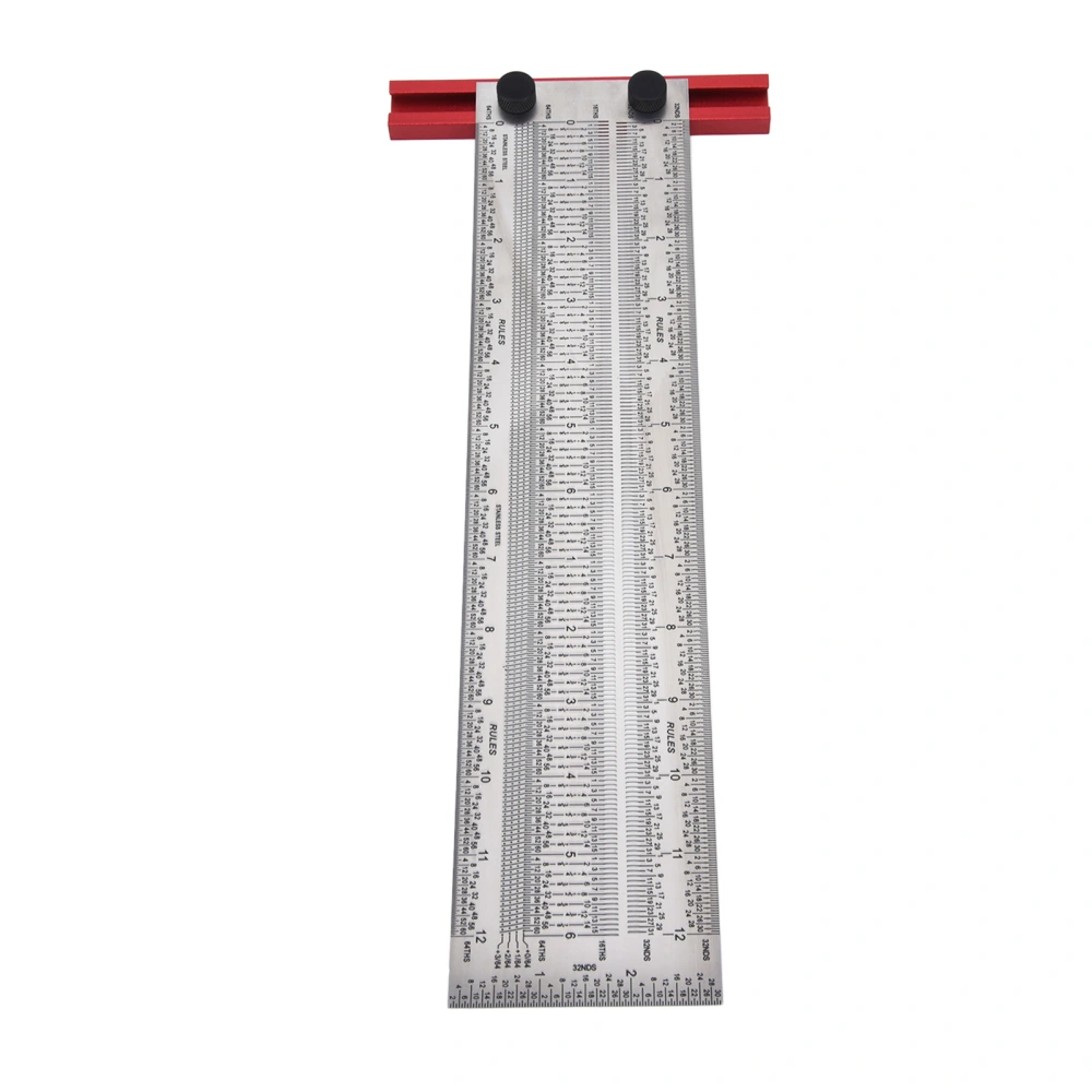 T Rule Stainless Steel Silver Scribing Ruler Woodworking Measuring Tool Positioning Gauge 12in