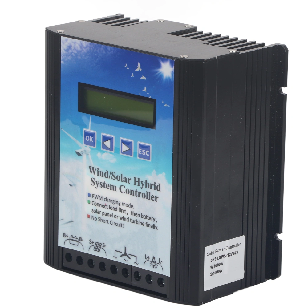 Wind Solar Hybrid Controller 12‑24V PWM Charging LCD Display Universal for Off Grid Generation Systems