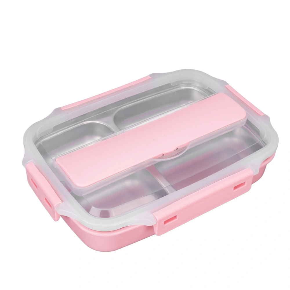 Bento Box 4 Cells 304 Stainless Steel Food Grade Thermal Insulation Leakproof Thermal Lunch Box for Home Office Travel Pink