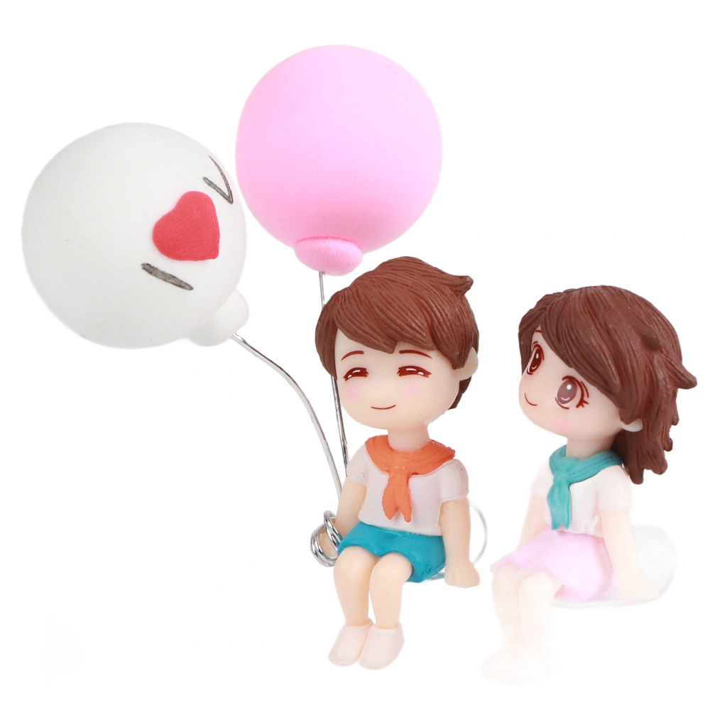 Car Couple Cute Ornaments Resin Couple Doll Car Interior Decoration Couple Figurines with Balloon for Car Dashboard Decoration Gift