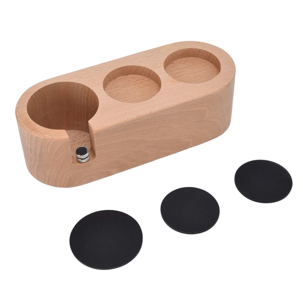 58mm 3 Hole Coffee Filter Tamper Holder Wooden Coffee Tamper Mat Stand Anti Slip for Baristas