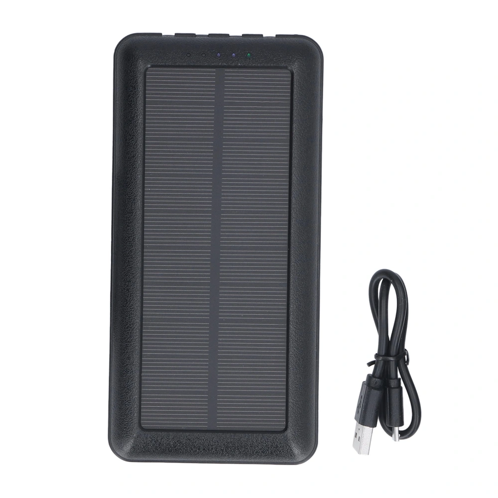 Solar Power Source with 2 LED Power Bank 30000mAh for Outdoor Camping Mountaineering Black