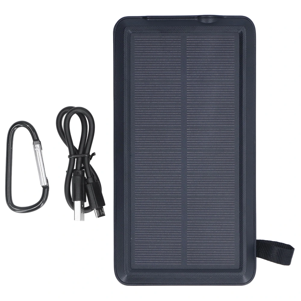 LED Solar Power Bank 30000mAh Solar Charger Power Bank with 4 Cables for Outdoor Climbing Mountaineering Black