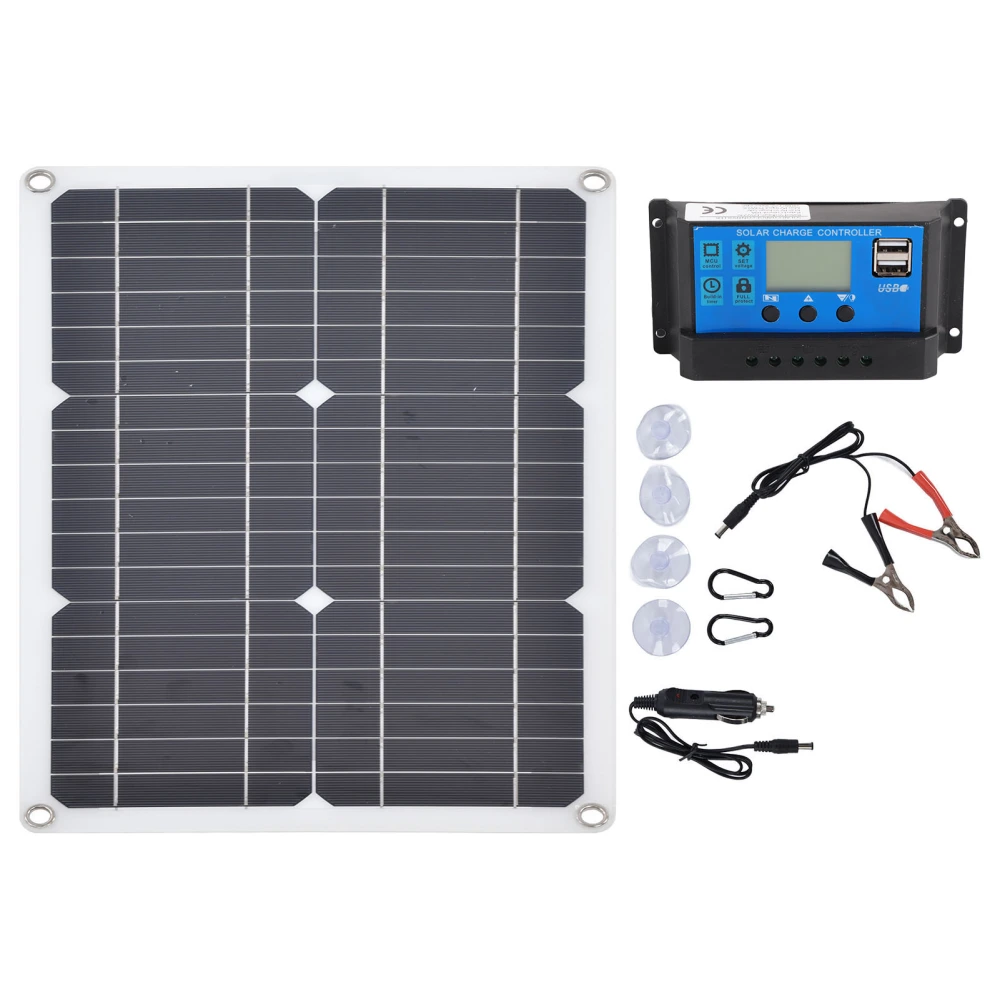 Dual USB Port Solar Panel Versatile Portable Solar Panel Charger Photovoltaic Charging with 10A Controller