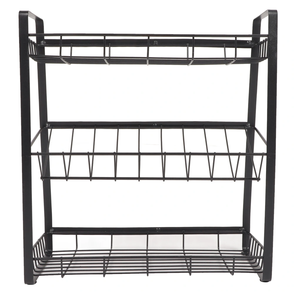 3 Tier Countertop Spice Rack Iron Black Spice Storage Rack for Kitchen Living Room