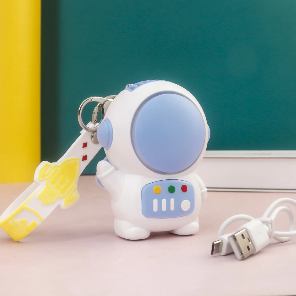 Cute Spaceman Keychain Fan Adjustable Portable Silent USB Turbo Bladeless Fan for Home Dark Blue