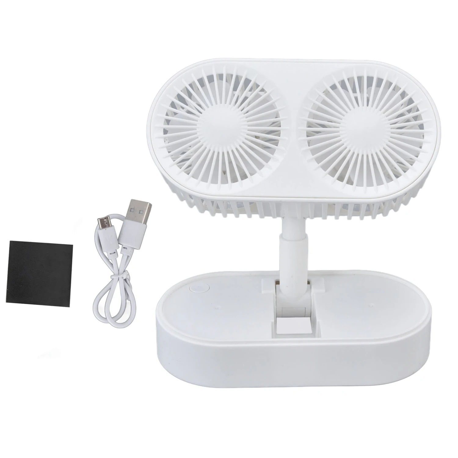 Desktop Double Fan Dual Motor 135° Angle Adjustable Handheld Fan Three Levels Adjustable Low Noise Operation Fan for OfficeWhite