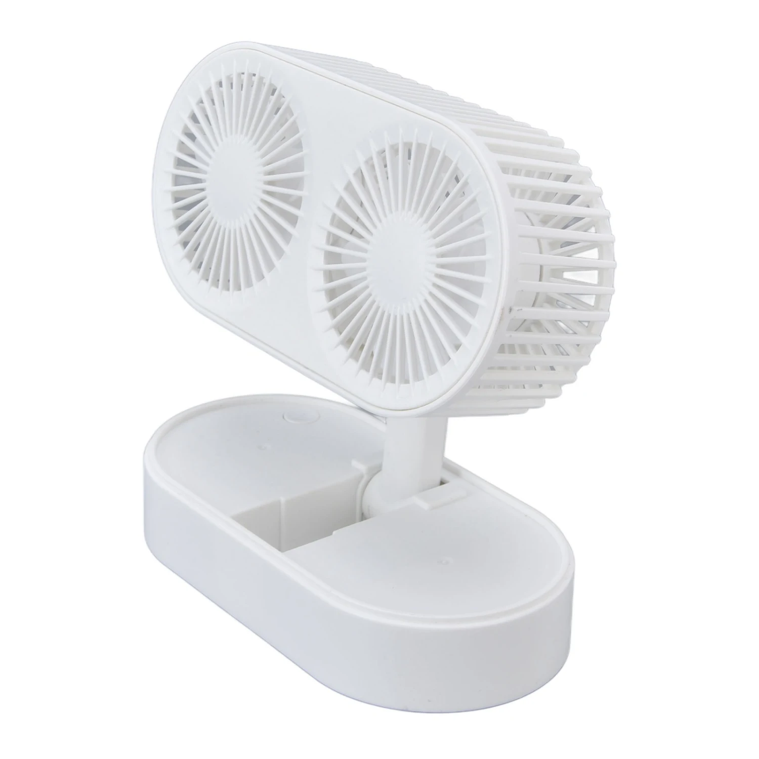 Desktop Double Fan Dual Motor 135° Angle Adjustable Handheld Fan Three Levels Adjustable Low Noise Operation Fan for OfficeWhite