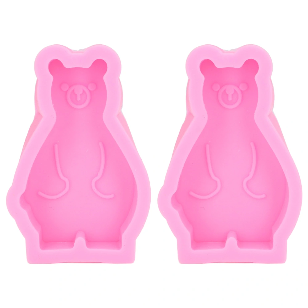 2Pcs Silicone Mold Cute Bear Shape Easy Demoulding Flexible Soft Baking Mold for DIY Cake Fondant Chocolate