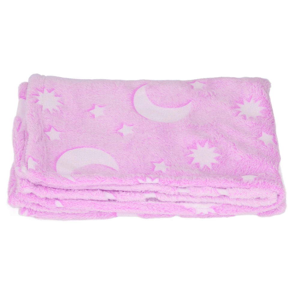 1.5x2m Luminous Blanket Double Side Flannel Star Moon Design Soft Glow in The Dark Blanket for KidsPurple