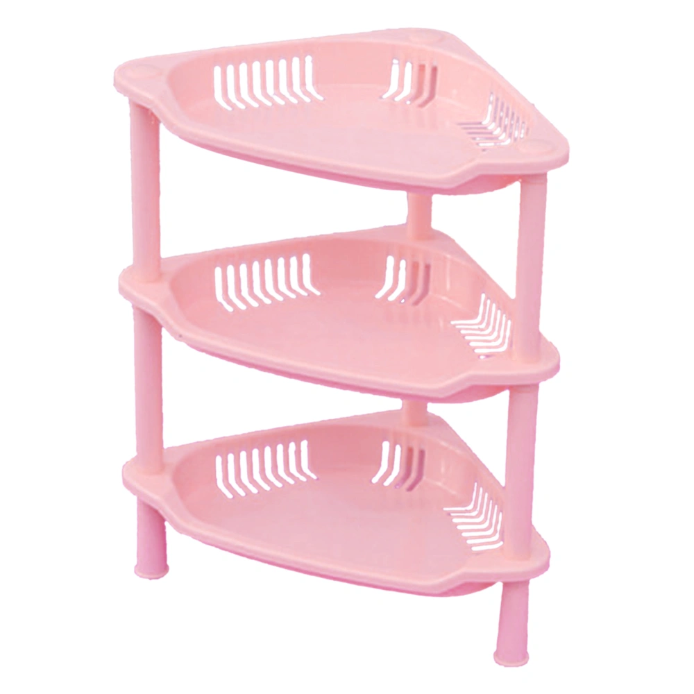 3 Layers Bathroom Standing Shelf Bathroom Stand PP Land Installation Bathroom Rack Storage Shelves for Bathroom KitchenPink Trigon