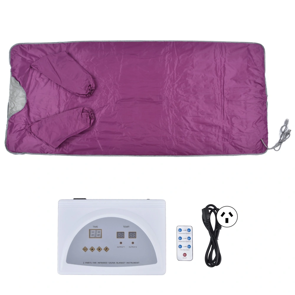 Purple Far Infrared Sauna Heating Blanket 650W Sweat Steaming Blanket Body Slimming Blanket with Sleeves for HomeAU Plug 220V